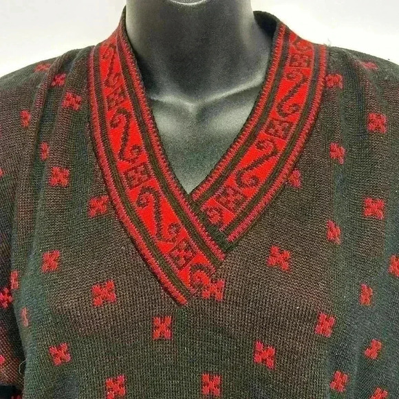1970s 80s sweater V-neck size small - Picture 2 of 5